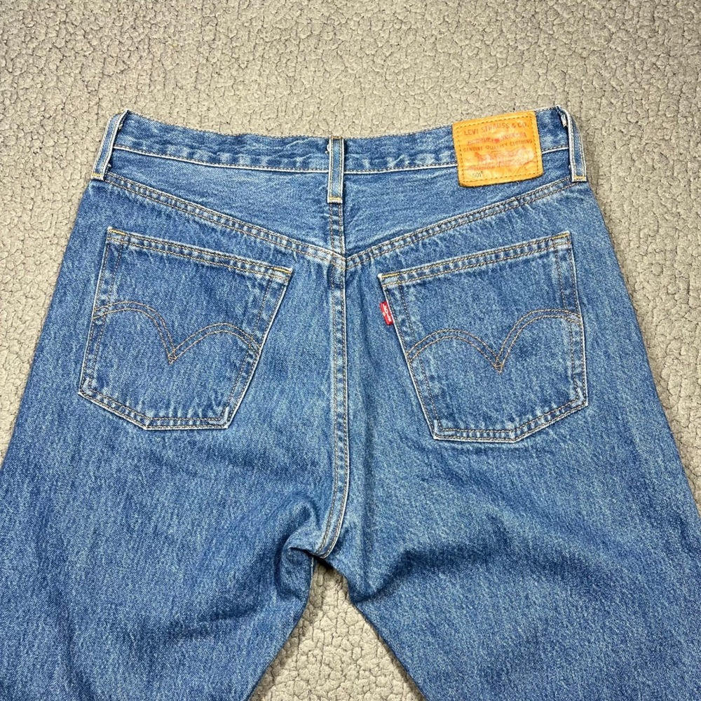 Levis‎ Premium 501 Skinny Jeans Mens 28 Blue Medium Wash Big E Button Fly Poland - Picture 5 of 16